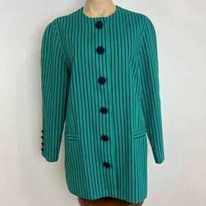 Vintage Elvi Club Women’s 38 US Green Button Down Blazer Midi Dress Workwear